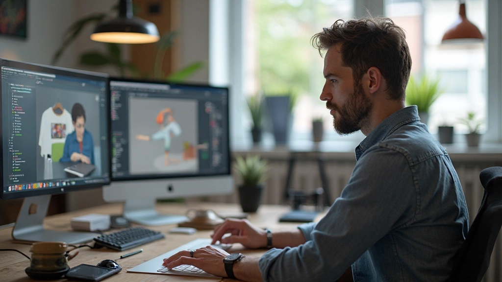 Professionele designer aan het werk op responsive website ontwerp met meerdere schermen en design tools op het bureau