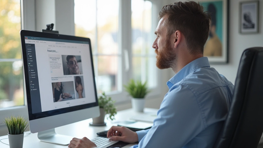 Close-up van minimalistisch portfolio design op desktop scherm met grote typografie